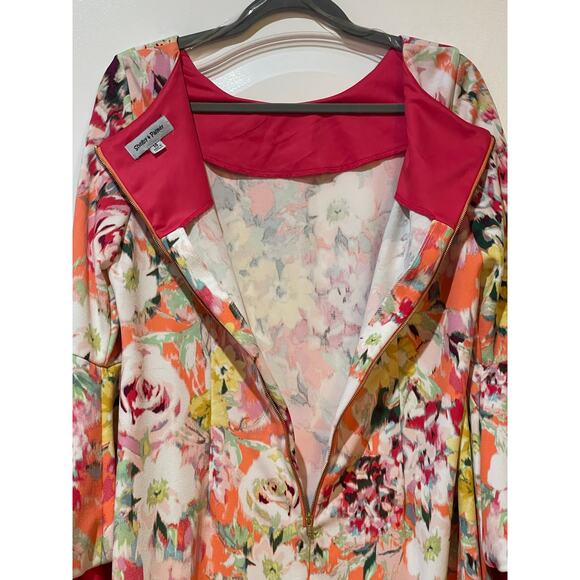 Shelby & Palmer Floral 3/4 Bell Sleeve Hippie Sheath Dress Size 14 - Picture 4 of 9